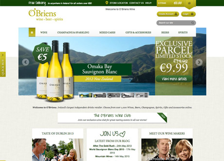 New eCommerce Site for O'Briens Wines